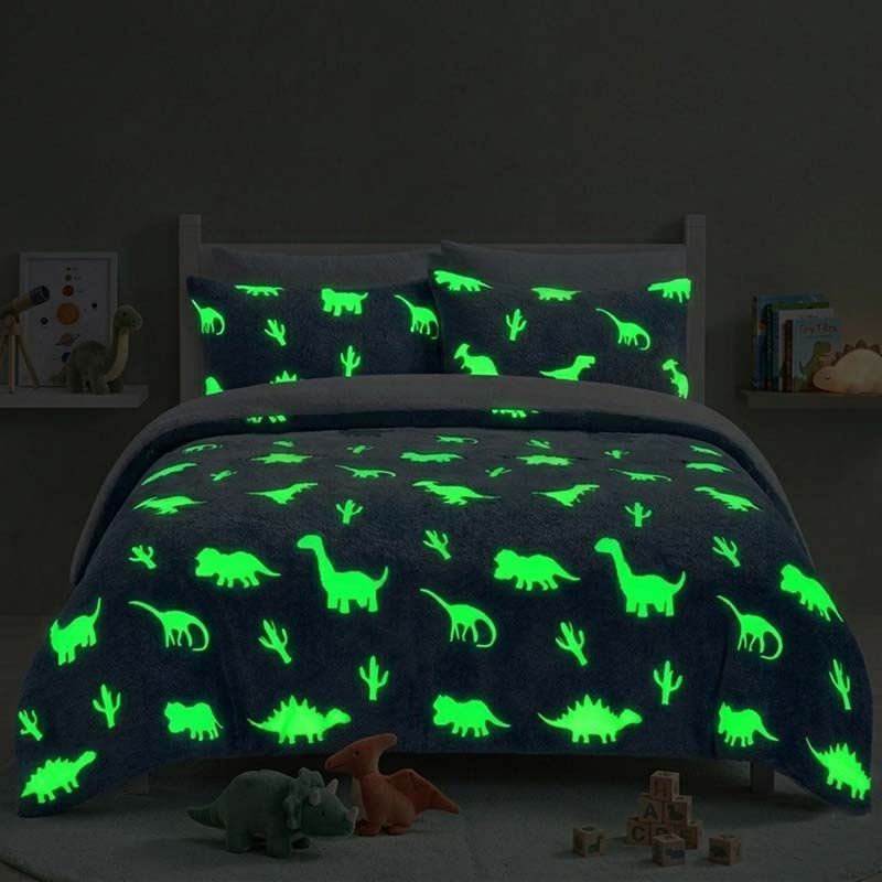 Glow in the Dark Teddy Dinosaur Design Bedding Cute Kids Duvet Set