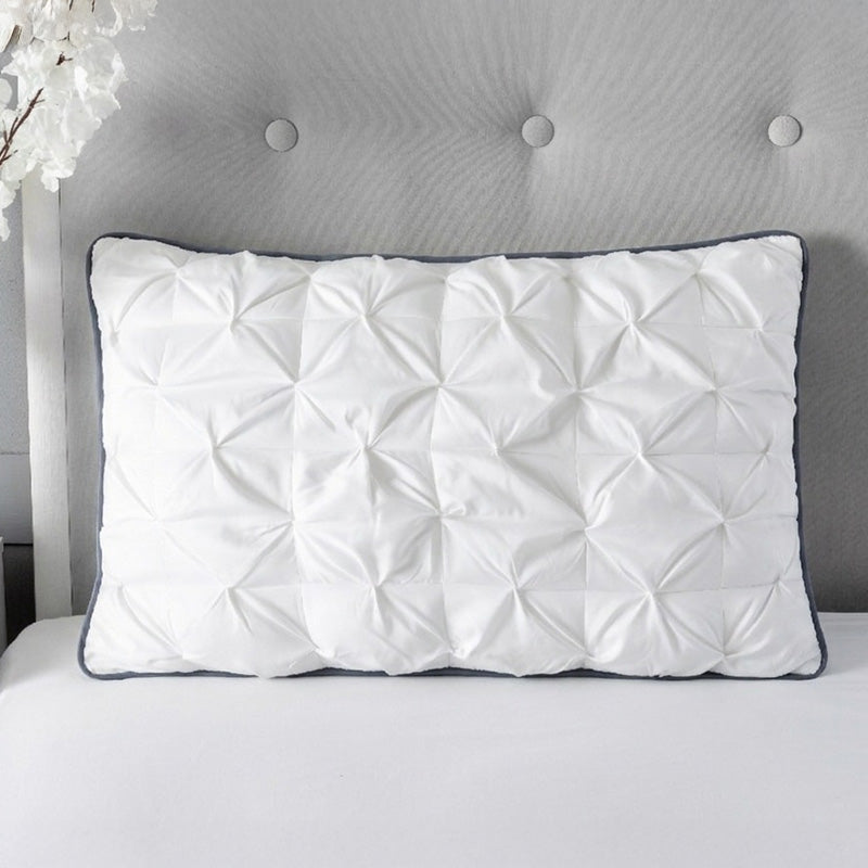 Luxury White Tufted Pintuck Pleat Pillow Soft Hypoallergenic Pillow