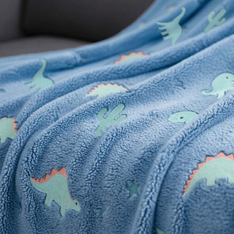 Glow in the Dark Dinosaur Blanket Kids Dinosaur Soft Fleece Throw
