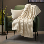 Chunky Ribbed Mink Throw Ultra Soft Warm Elegant Blanket for Sofa Or Bed