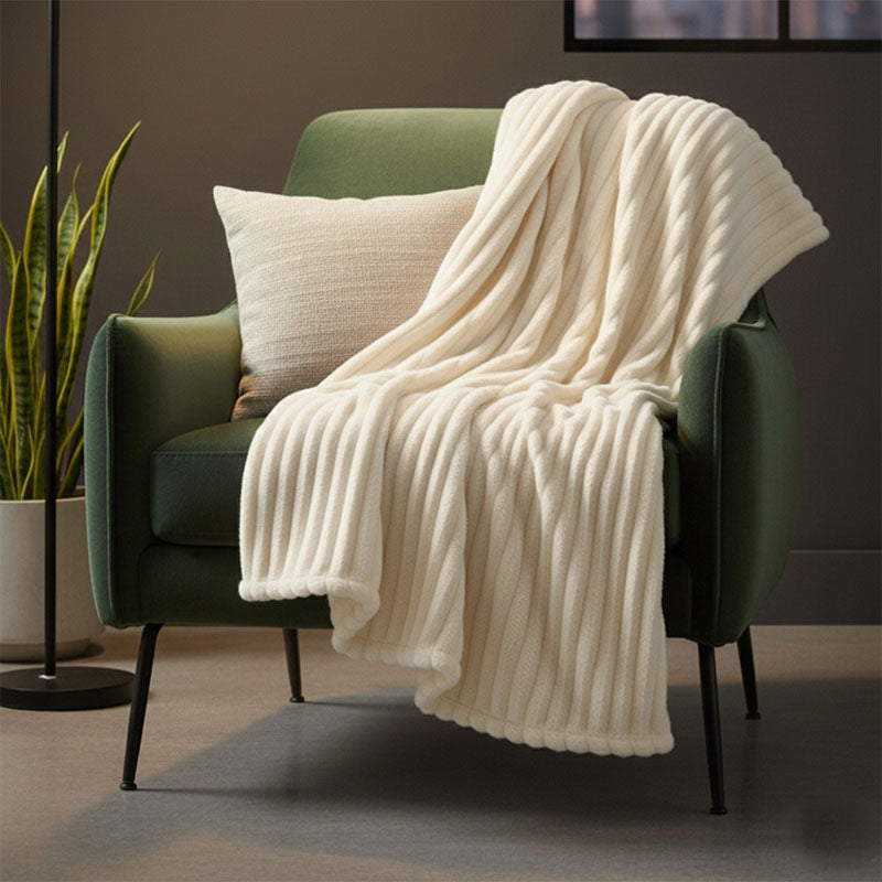 Chunky Ribbed Mink Throw Ultra Soft Warm Elegant Blanket for Sofa Or Bed