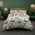 Kids Jungle Animal Theme Duvet Cover Set Cute Colorful And Soft Bedding