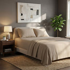 Soft Plain Brushed Cotton Fitted Flat Sheet Matching Pillowcases Set