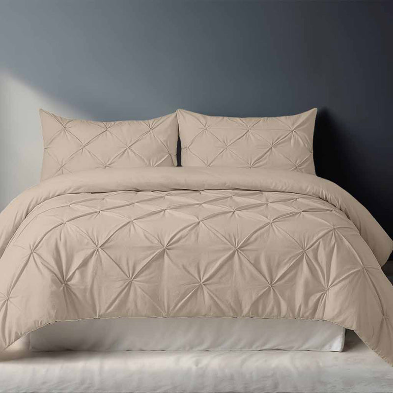 Pintuck Pinch Pleated Polycotton Duvet Cover And Pillowcases Set Bed Linen