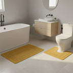 2 Piece Box Design Bath Mat Set Soft Absorbent Non-Slip Bathroom Mats