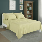 Plain Poly Cotton Easy Care Fitted Flat Sheet Matching Pillowcases Set