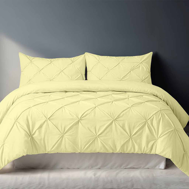 Pintuck Pinch Pleated Polycotton Duvet Cover And Pillowcases Set Bed Linen