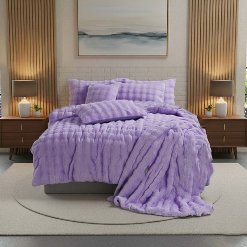 Rabbit Faux Fur Teddy Duvet Cover Set Ultra Soft Plush Bedding