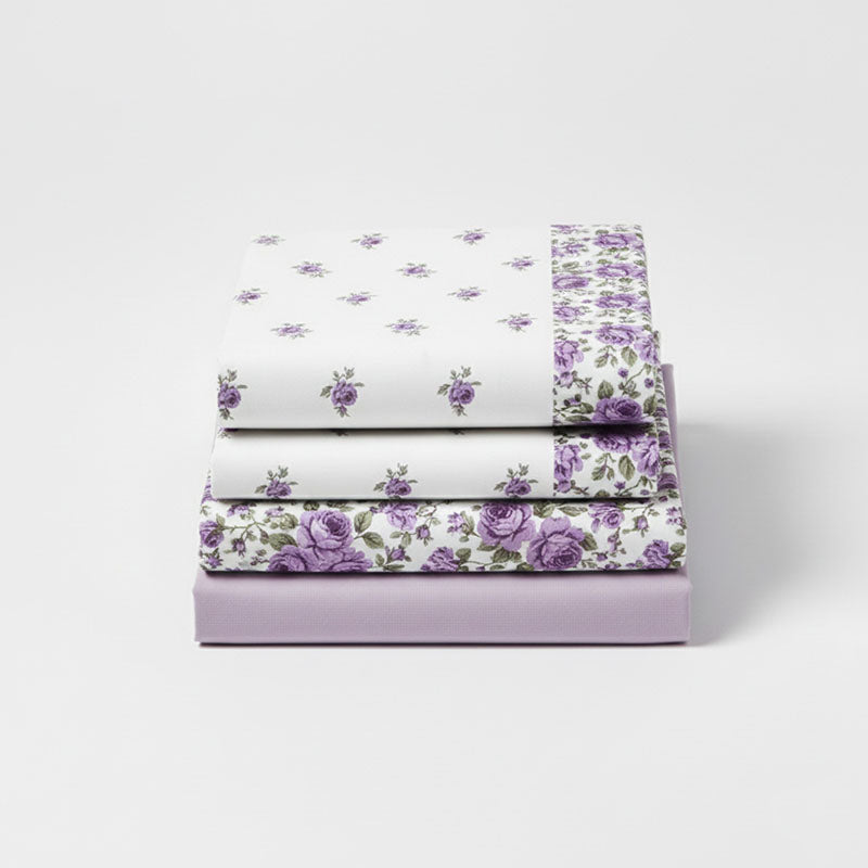 Soft Flower Print Brushed Cotton Fitted Flat Sheet And Matching Pillowcases