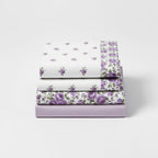 Soft Flower Print Brushed Cotton Fitted Flat Sheet And Matching Pillowcases