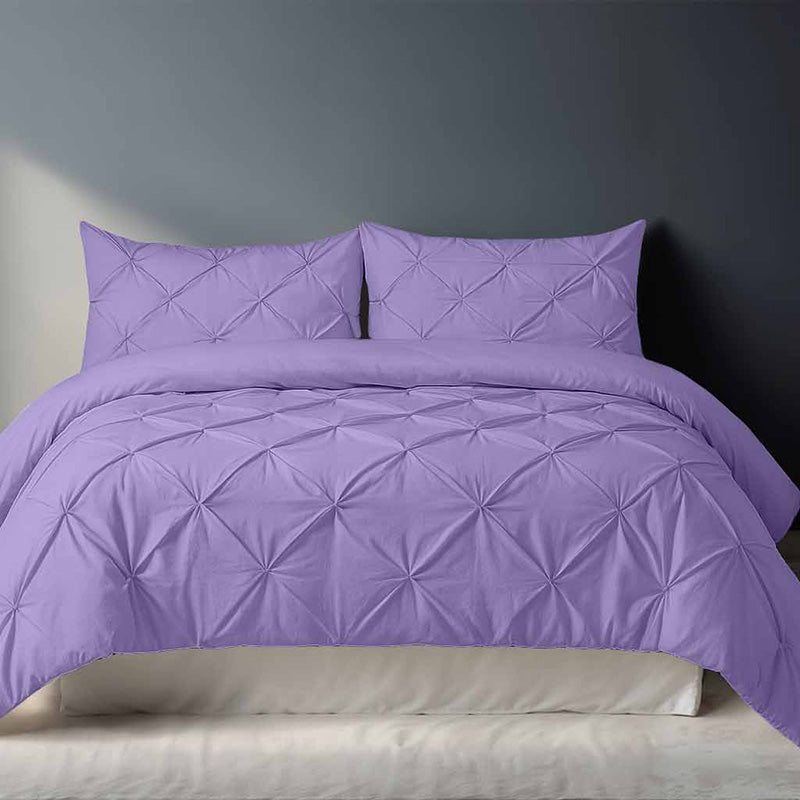 Pintuck Pinch Pleated Polycotton Duvet Cover And Pillowcases Set Bed Linen