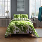 Duvet Cover And Pillowcase Set Reversible Rose And Stripe Design Polycotton Bed Linen