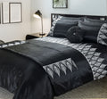 Duvet Cover And Pillowcase Set Black And Silver Sequence Luxury Design Polyester Bed Linen