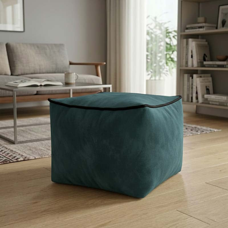 Luxury Velvet Cube Bean Bag Ottoman Soft Plush Velvet Stool Pouffe