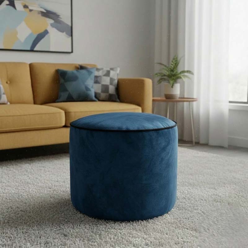 Luxury Velvet Large Round Bean Bag Ottoman Soft Plush Velvet Stool Pouffe