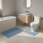 2 Piece Box Design Bath Mat Set Soft Absorbent Non-Slip Bathroom Mats