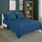 Plain Poly Cotton Easy Care Fitted Flat Sheet Matching Pillowcases Set