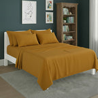 Plain Poly Cotton Easy Care Fitted Flat Sheet Matching Pillowcases Set