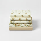 Soft Flower Print Brushed Cotton Fitted Flat Sheet And Matching Pillowcases