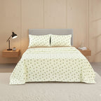 Soft Flower Print Brushed Cotton Fitted Flat Sheet And Matching Pillowcases