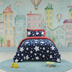 Stars Kids Teddy Duvet Cover Set Ultra Soft Bedding with Pillowcase