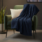 Chunky Ribbed Mink Throw Ultra Soft Warm Elegant Blanket for Sofa Or Bed