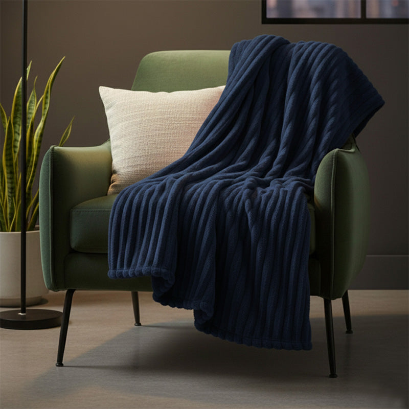Chunky Ribbed Mink Throw Ultra Soft Warm Elegant Blanket for Sofa Or Bed