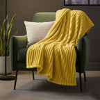 Chunky Ribbed Mink Throw Ultra Soft Warm Elegant Blanket for Sofa Or Bed