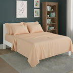 Plain Poly Cotton Easy Care Fitted Flat Sheet Matching Pillowcases Set