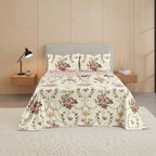 Soft Floral Brushed Cotton Fitted Flat Sheet And Matching Pillowcases