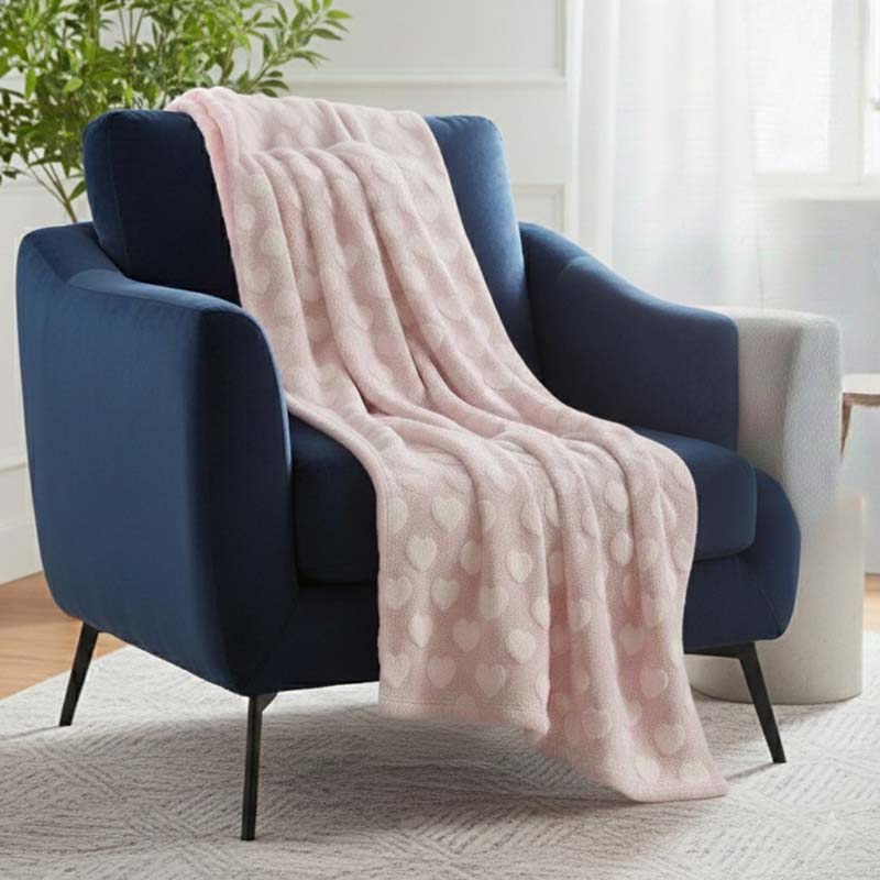 Heart Design Throw Blanket Soft Cosy Decorative Throw for Sofa And Bed