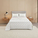 Soft Flower Print Brushed Cotton Fitted Flat Sheet And Matching Pillowcases