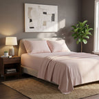 Soft Plain Brushed Cotton Fitted Flat Sheet Matching Pillowcases Set