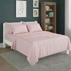 Plain Poly Cotton Easy Care Fitted Flat Sheet Matching Pillowcases Set