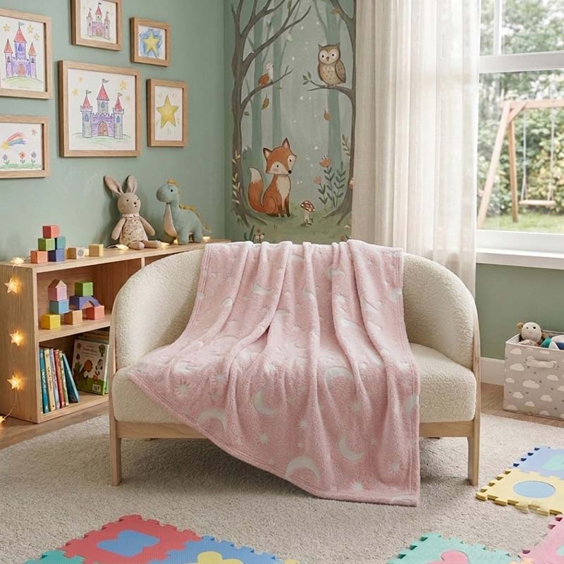 Glow in the Dark Moon Blanket Soft Galaxy Night Sky Throw for Kids