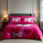 Duvet Cover And Pillowcase Set Purple Pink Chocolate Butterfly Design Polycotton Bed Linen