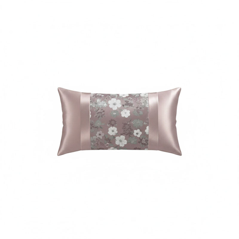 Oblong Floral Sequin Cushion Luxury Rectangular Decorative Accent