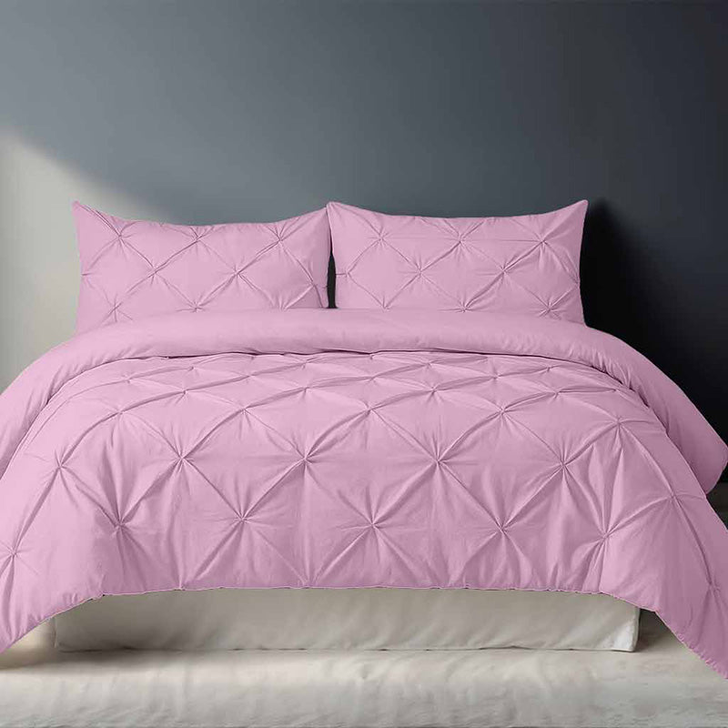 Pintuck Pinch Pleated Polycotton Duvet Cover And Pillowcases Set Bed Linen