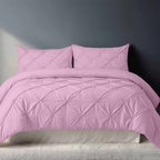 Pintuck Pinch Pleated Polycotton Duvet Cover And Pillowcases Set Bed Linen