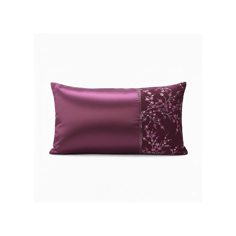 Luxury Embellished Oblong Cushion with Satin Finish Decorative Accent Pillow for Sofa And Bed