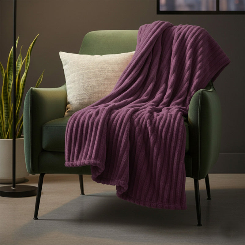 Chunky Ribbed Mink Throw Ultra Soft Warm Elegant Blanket for Sofa Or Bed