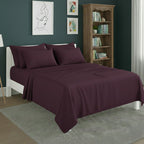 Plain Poly Cotton Easy Care Fitted Flat Sheet Matching Pillowcases Set