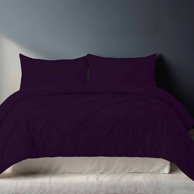 Pintuck Pinch Pleated Polycotton Duvet Cover And Pillowcases Set Bed Linen