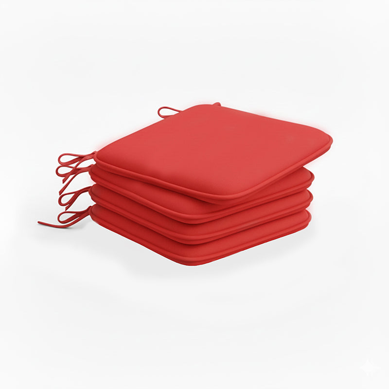 Waterproof Square Foam Seat Pad with Ties Pack of 4 Chair Cushion Seating