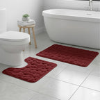 2 Piece Pebble Design Memory Foam Bath Mat Set Soft Absorbent Non-Slip Bathroom