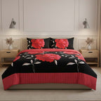 Reversible Floral Duvet Set Elegant Flower Stripe Pattern Bedding for Home Decor