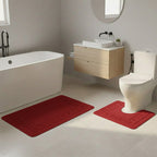 2 Piece Box Design Bath Mat Set Soft Absorbent Non-Slip Bathroom Mats