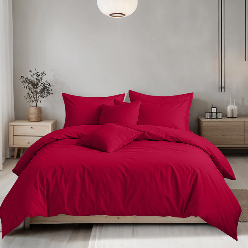 Plain Dyed Easy Care Polycotton Duvet Cover And Pillowcases Set Bed Linen