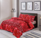 Duvet Cover And Pillowcase Set Plum Red Teal Love Heart Design Polycotton Bed Linen