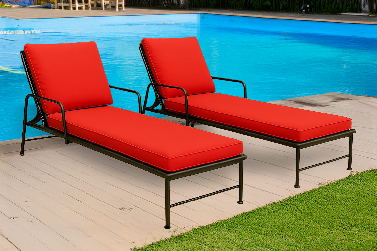 Sun Lounger Outdoor Garden Deck Bed Cushion Waterproof Recliner Pad Removable Cover